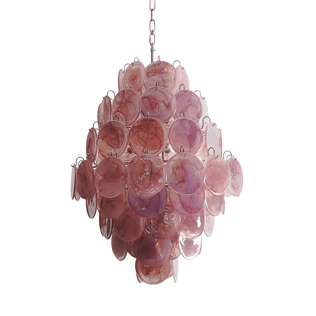 Aurora Chandelier Pink Murano Glass Handblown Discs - Neutralighting