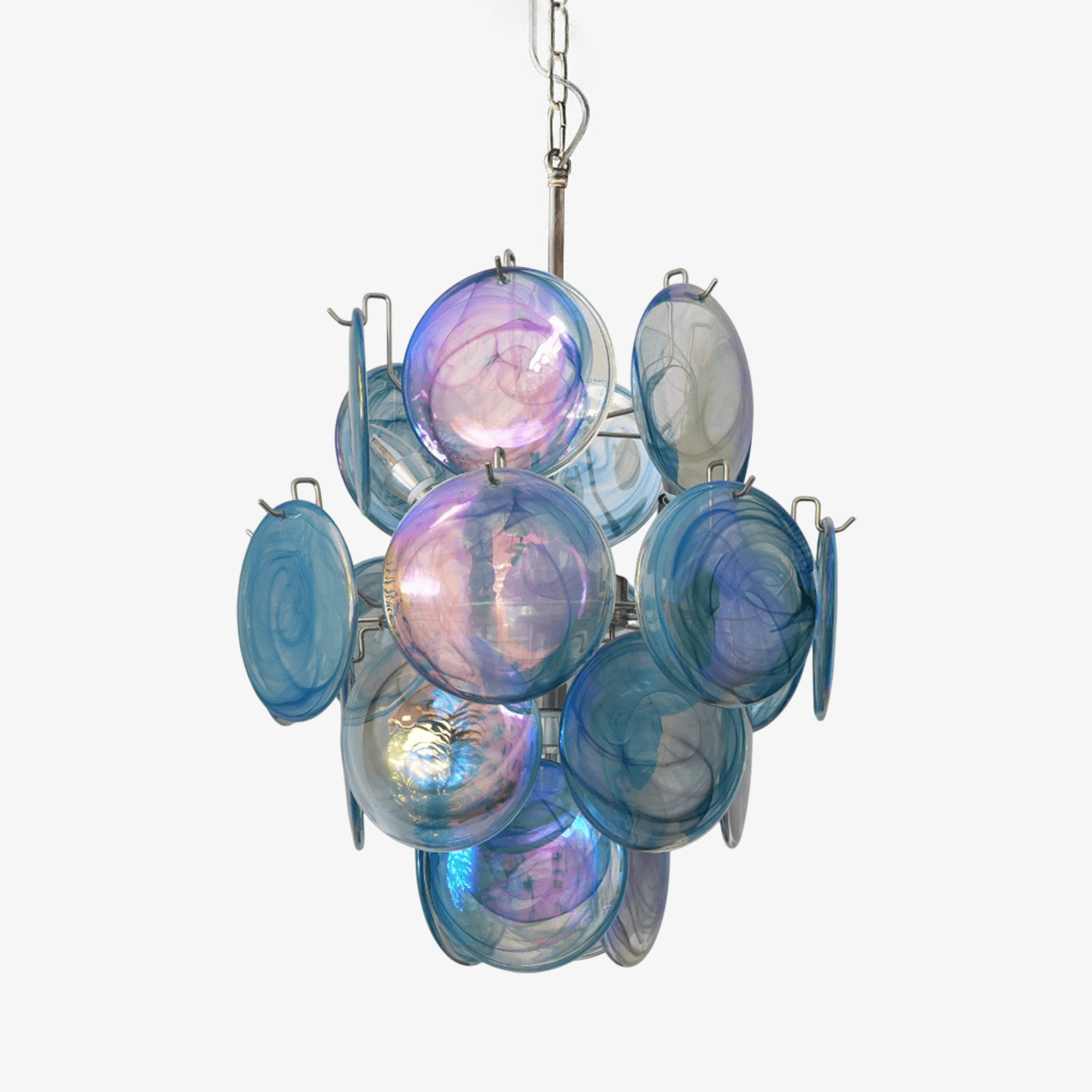 Aurora Chandelier Blue Murano Glass Disc Vintage - Neutralighting