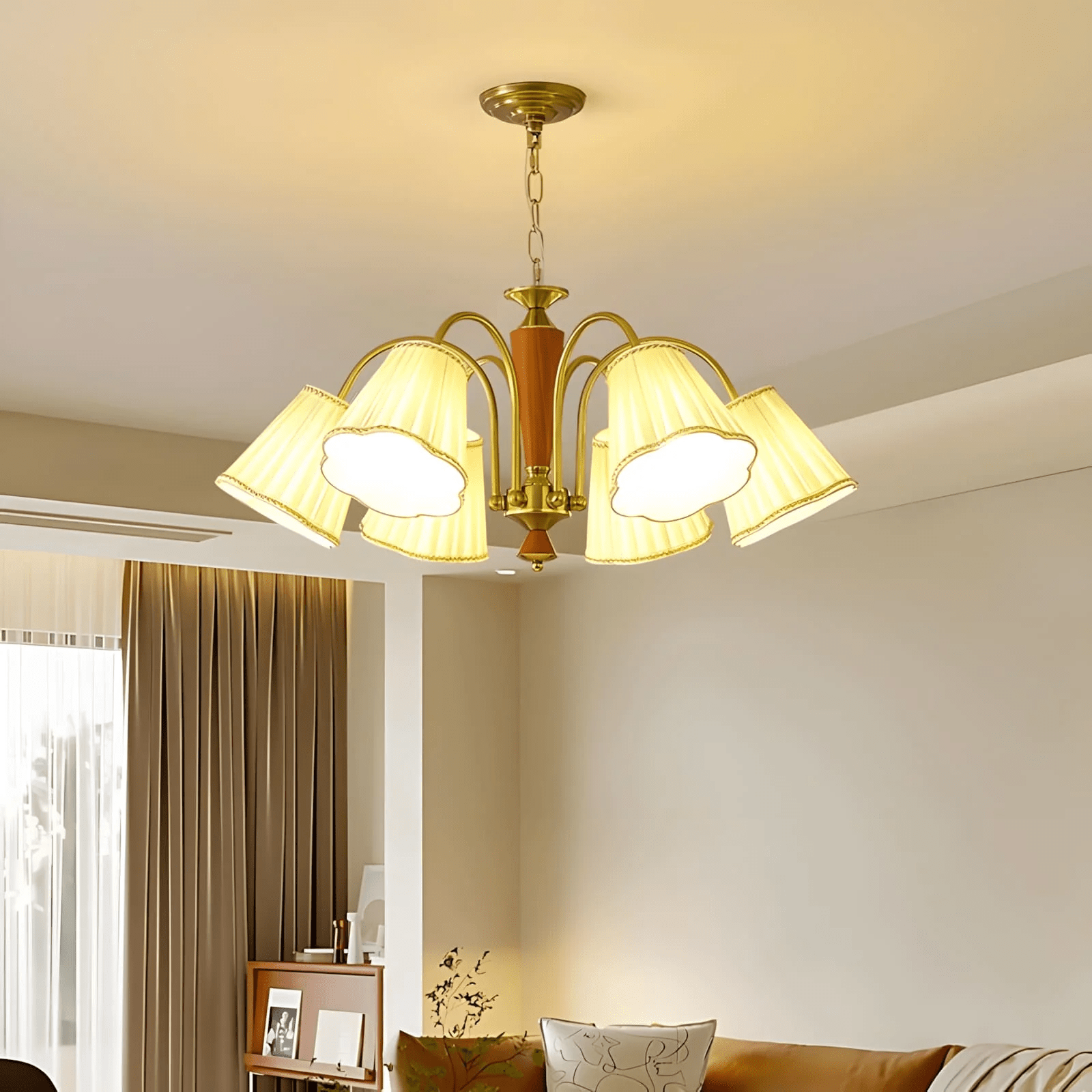Elijh Vintage Stoff-Kronleuchter-Letslighting
