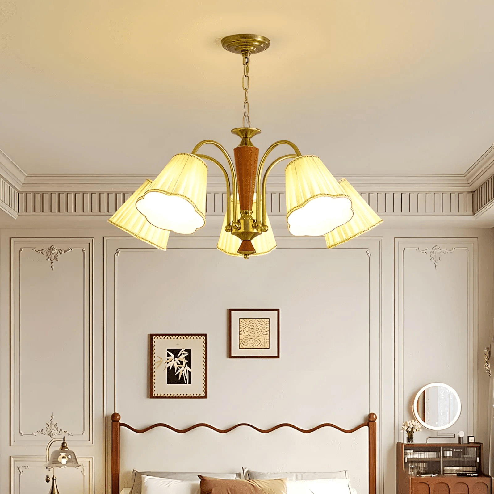 Elijh Vintage Stoff-Kronleuchter-Letslighting