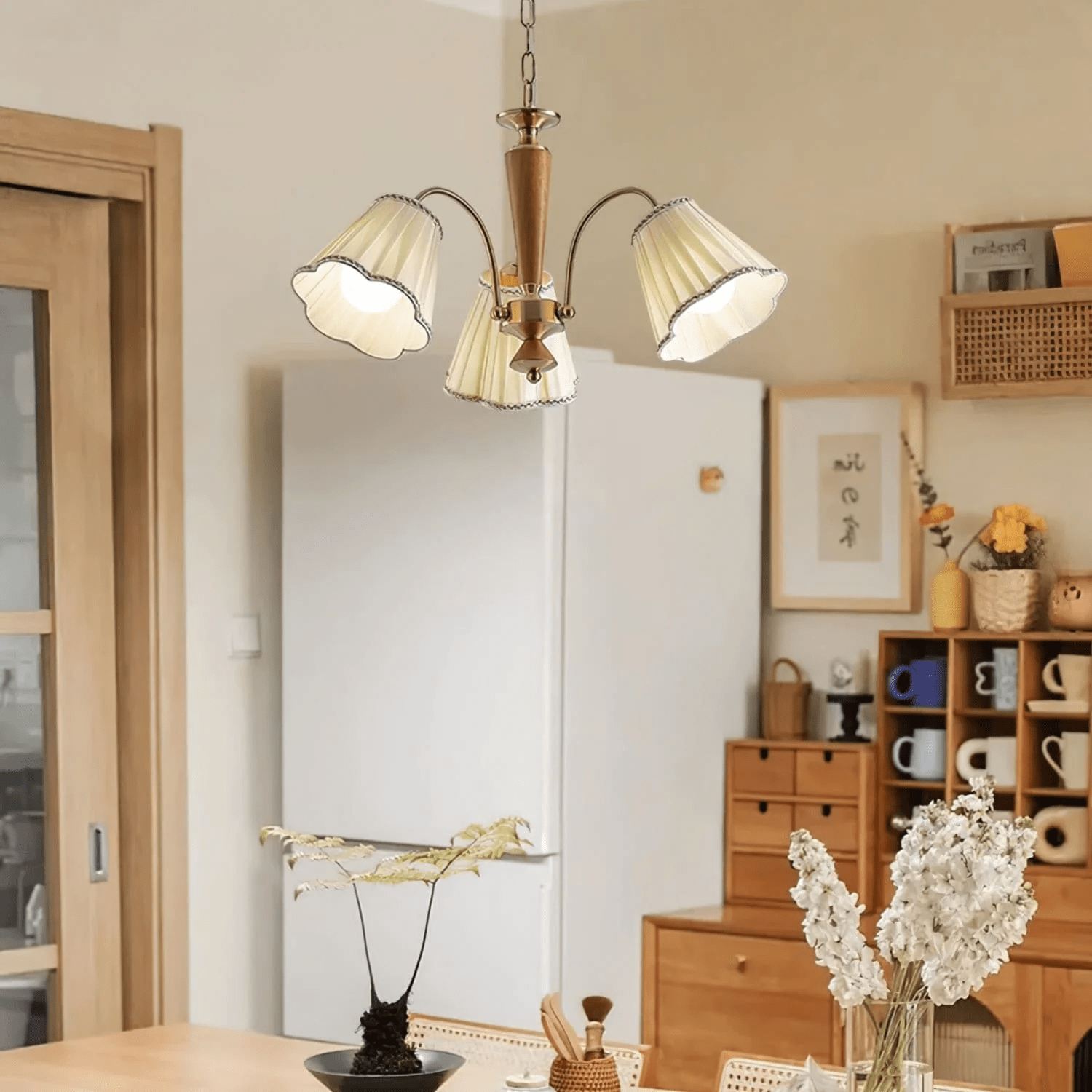 Elijh Vintage Stoff-Kronleuchter-Letslighting
