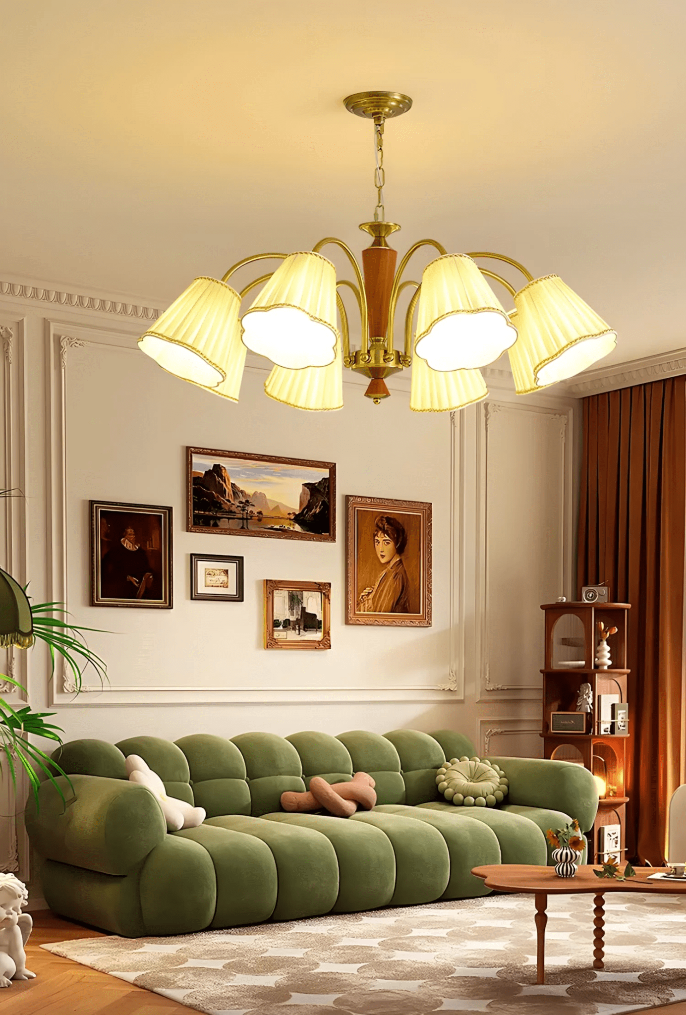 Elijh Vintage Stoff-Kronleuchter-Letslighting
