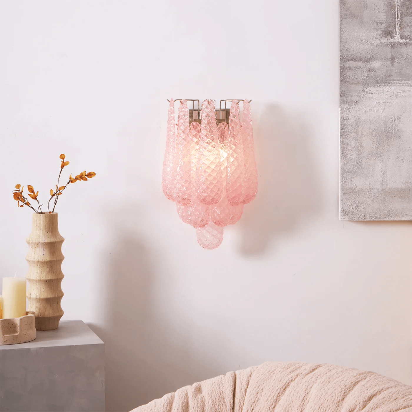 Aurora Wall Lamp Pink Teardrop Glass Floral Artistic - Neutralighting