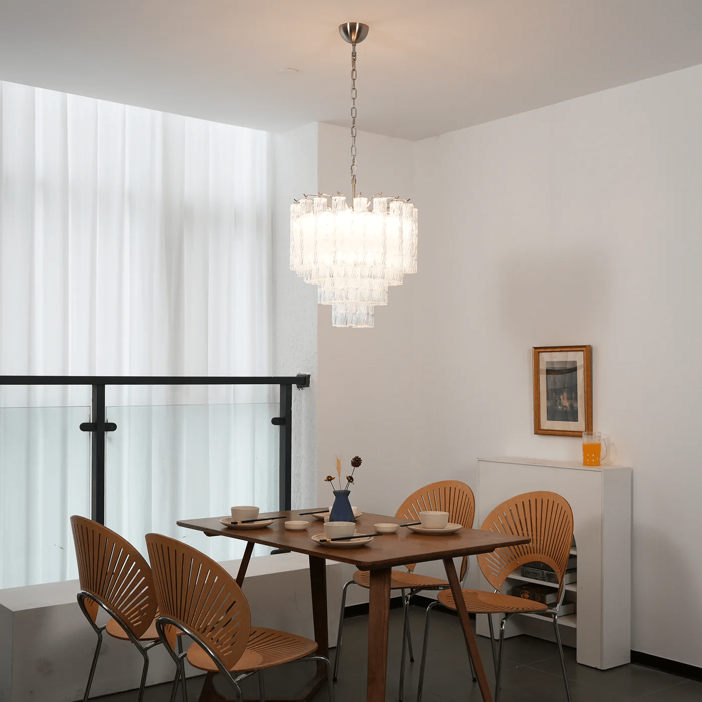 Aurora Chandelier Murano Glass Tiered Cascading Waves - Neutralighting