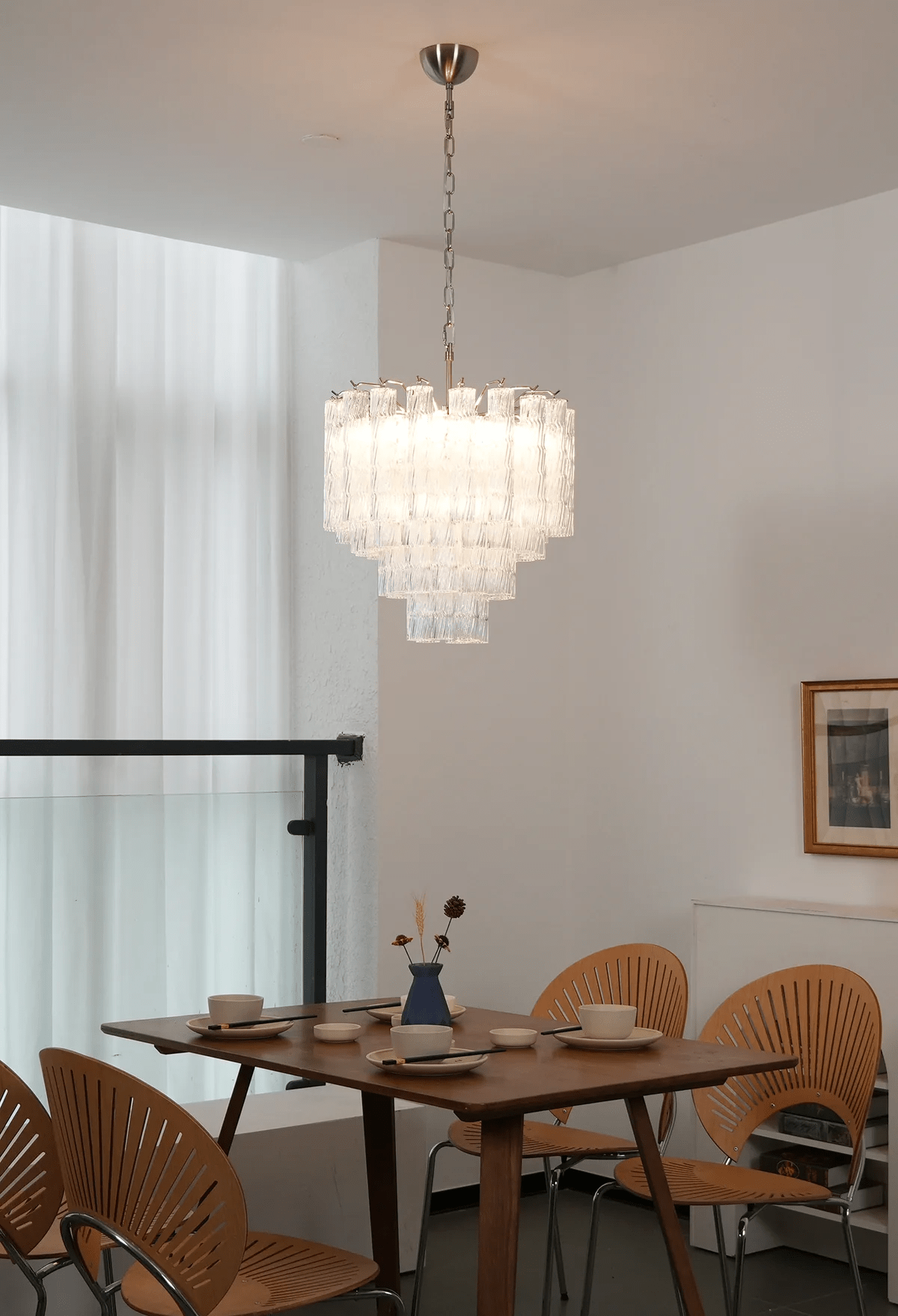 Aurora Chandelier Murano Glass Tiered Cascading Waves - Neutralighting