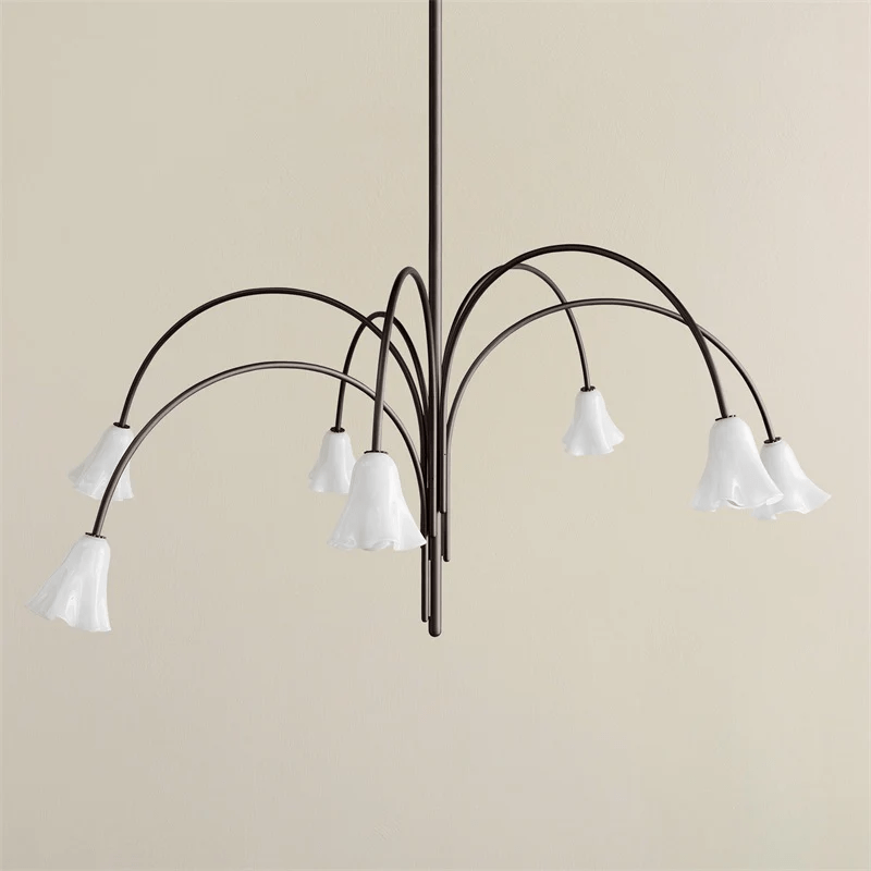 Aurora Chandelier Blossom Petal Glass Arms - Neutralighting