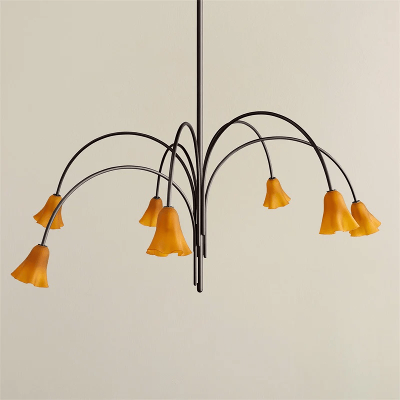 Aurora Chandelier Blossom Petal Glass Arms - Neutralighting