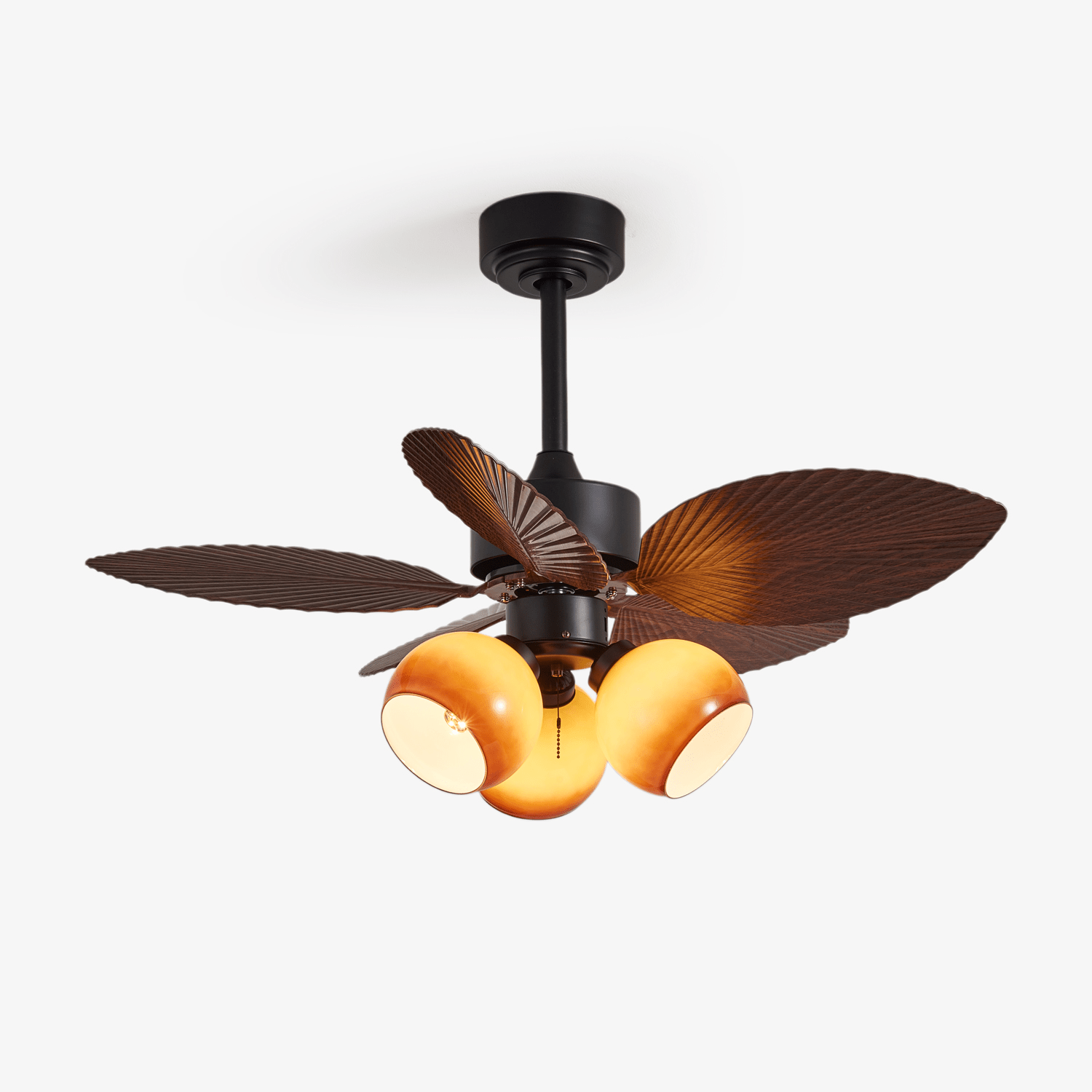 Corvella Vintage Holz-Deckenventilatorleuchte in Walnussfarbe