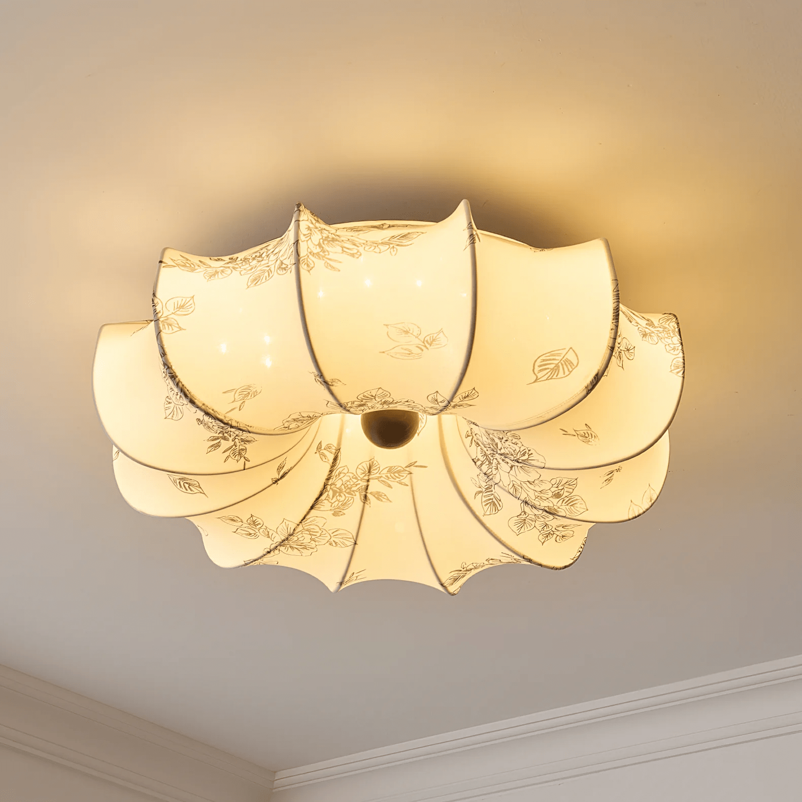 Vivaria Premium Nordic Art Deckenleuchte aus Holz und Stoff-Letslighting
