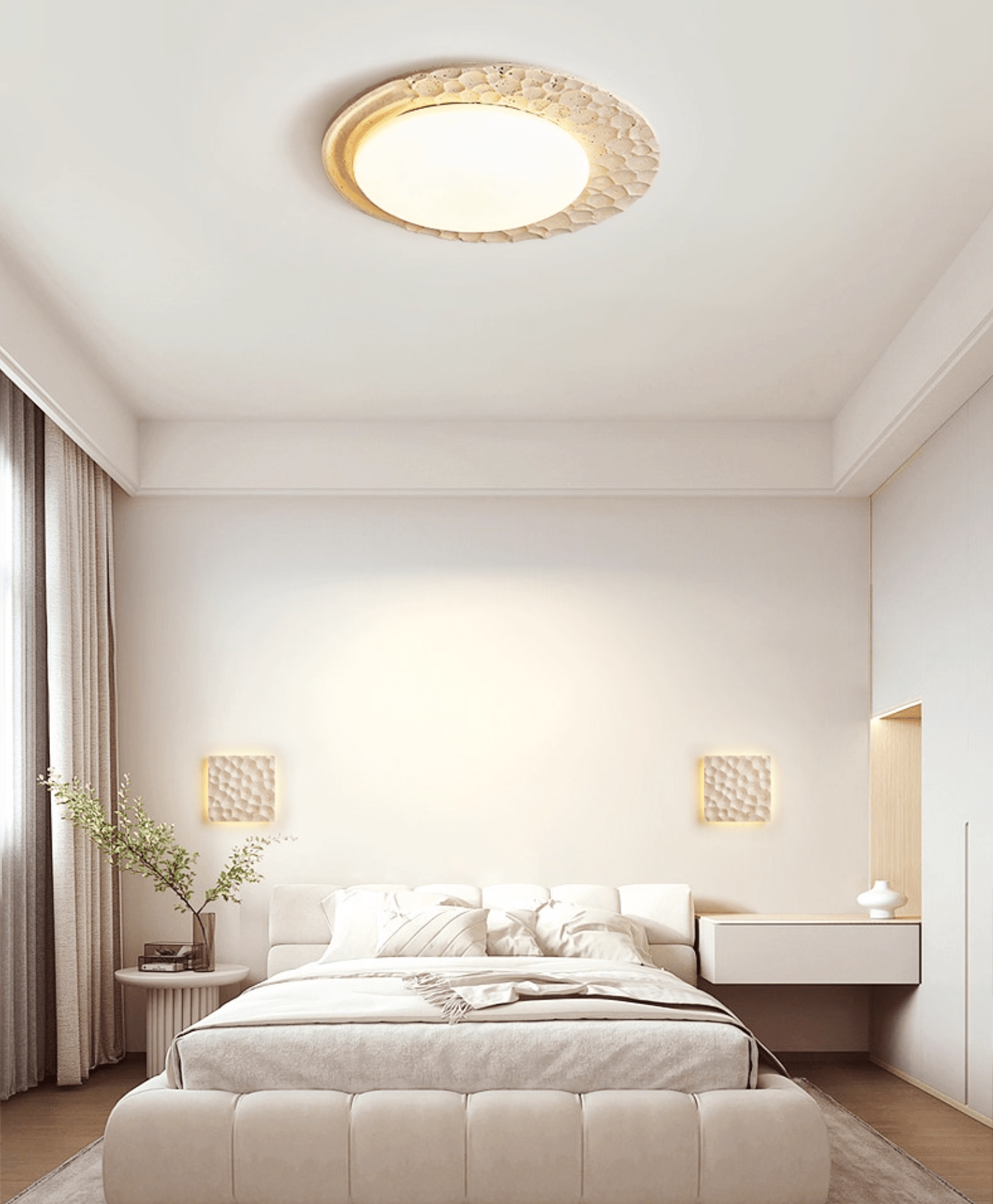 Ivsoris Textured Travertine Ceiling Light - Neutralighting