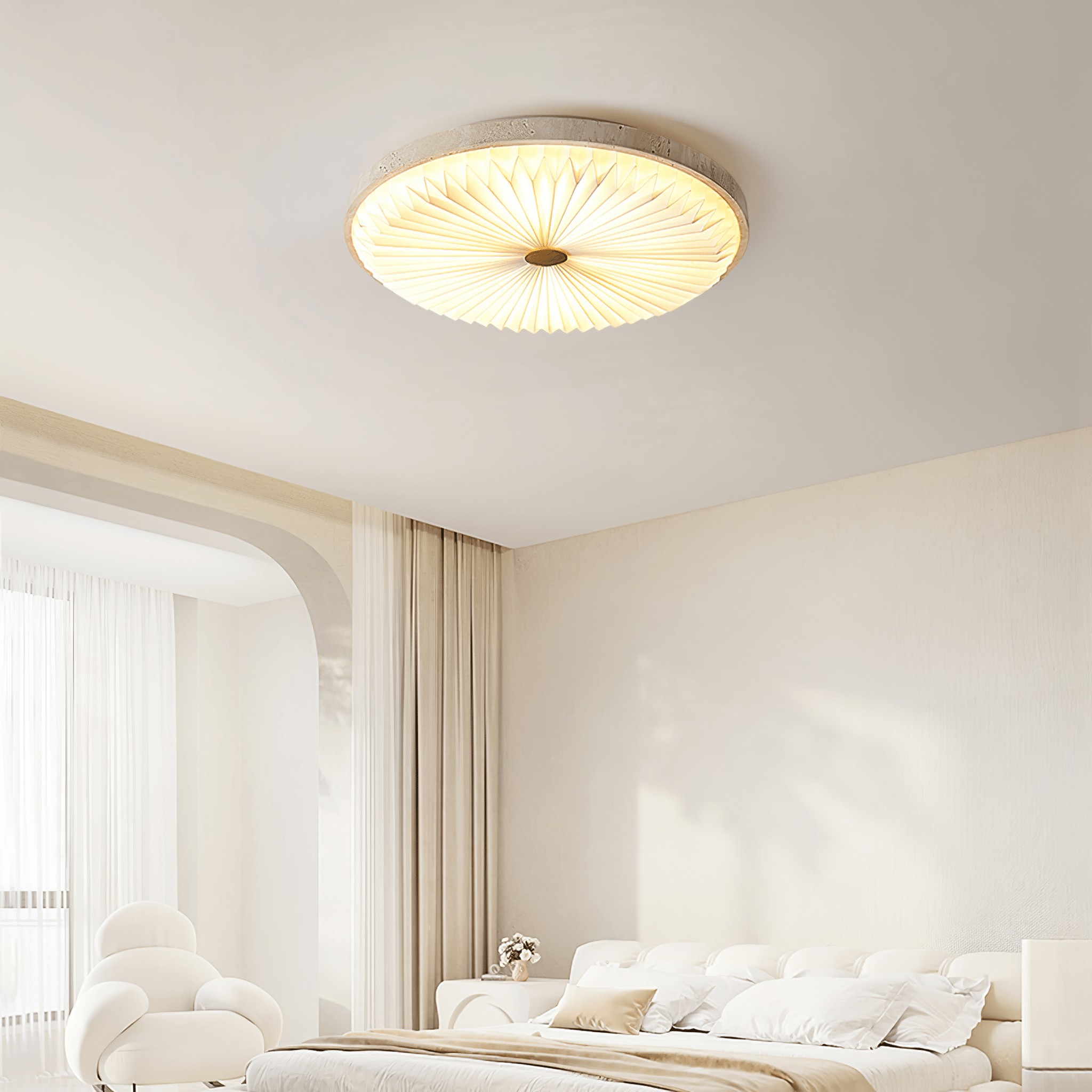 Ciloraris Textured Travertine Ceiling Light - Neutralighting