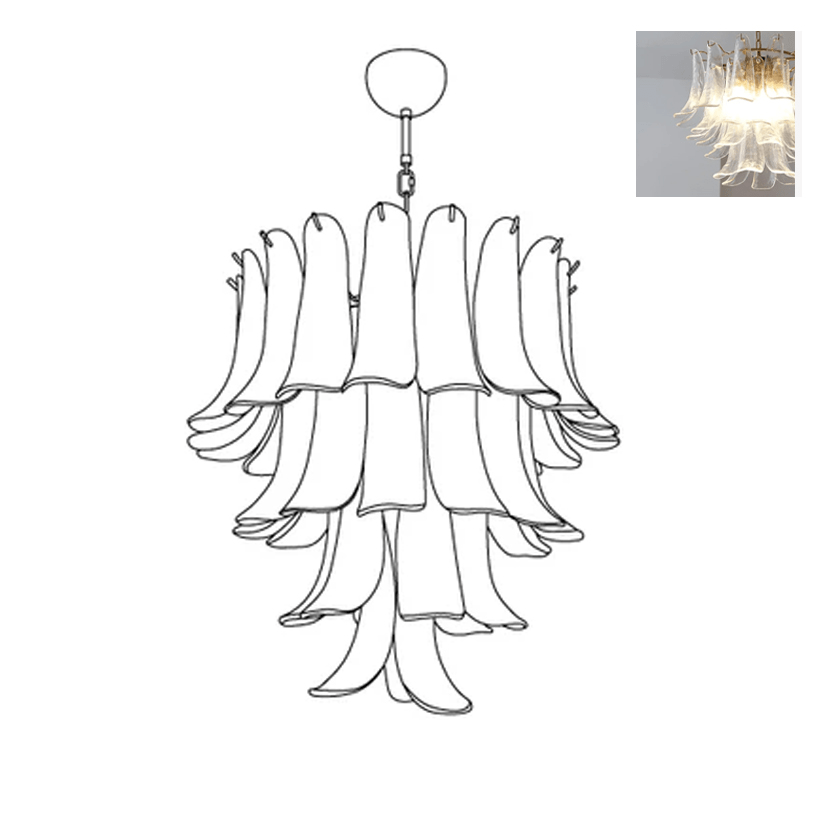 Aurora Chandelier Murano Glass Petals Vintage - Blowlighting