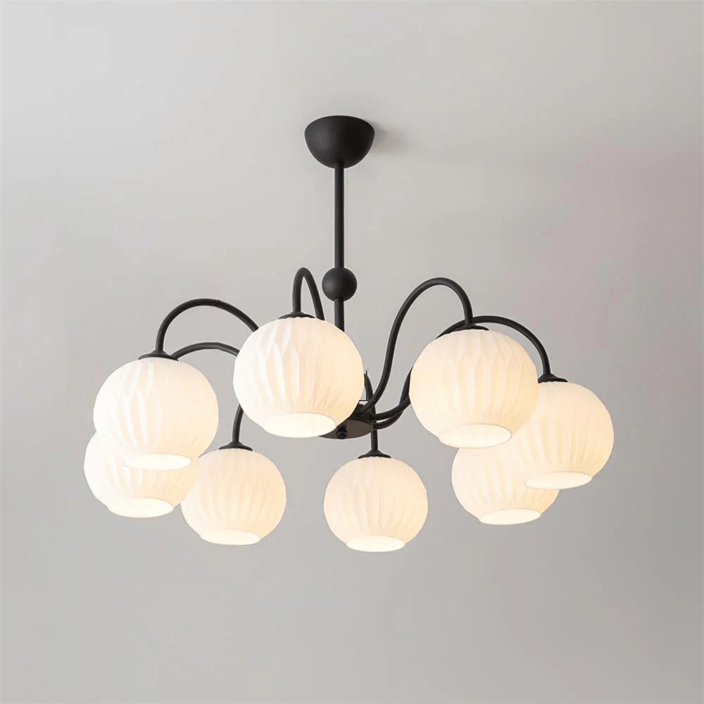 Lustra Chandelier Green Ribbed Glass Modern 8-Light-Letslighting