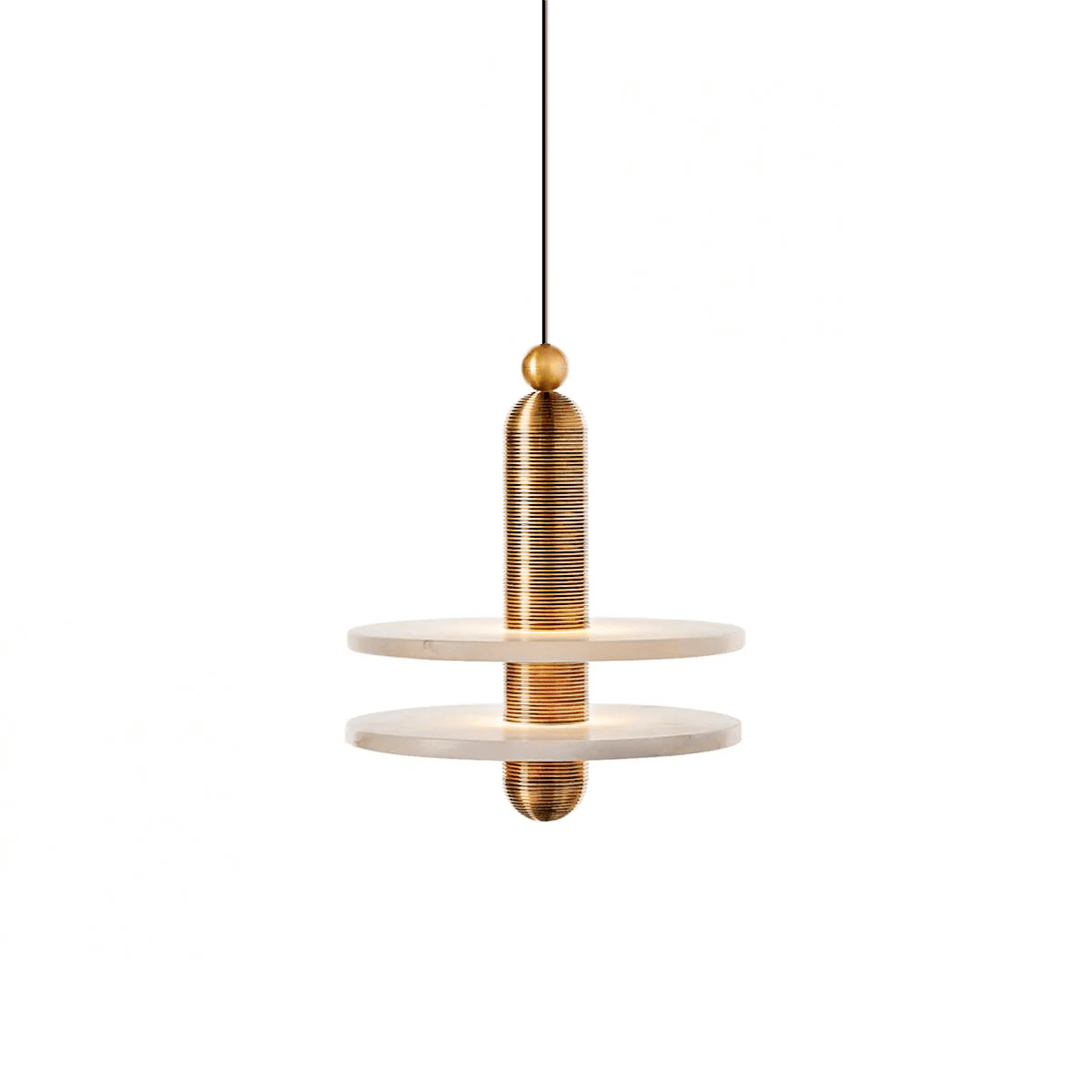 Orion Brushed Brass Alabaster Pendant Light - Blowlighting
