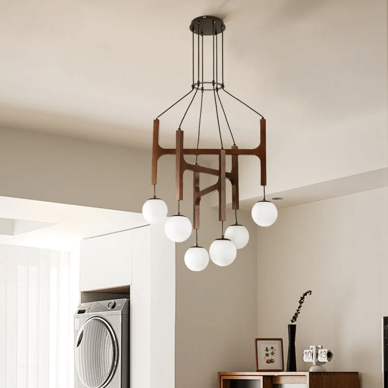 Xylocube Geometrische Pendelleuchte aus Holzkugel-Letslighting