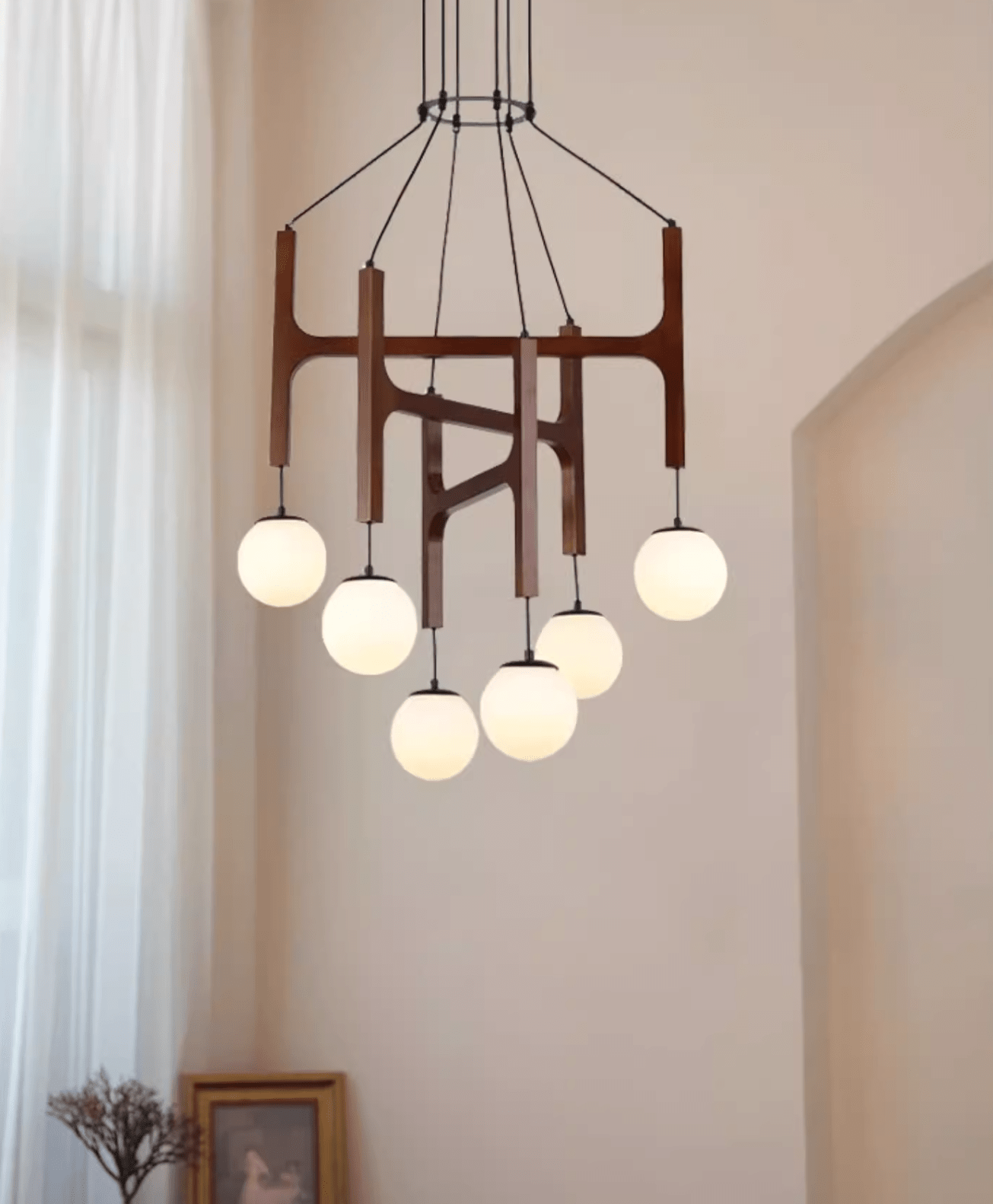 Xylocube Geometrische Pendelleuchte aus Holzkugel-Letslighting