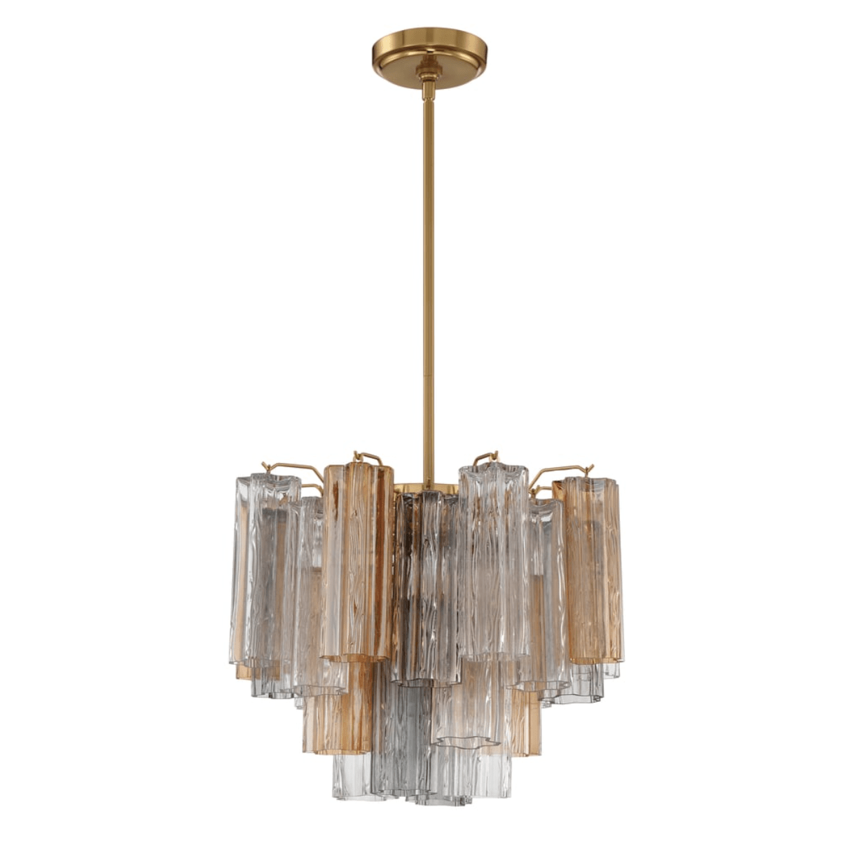 Aurora Murano Chandelier Glass Tube Layered Amber - Neutralighting