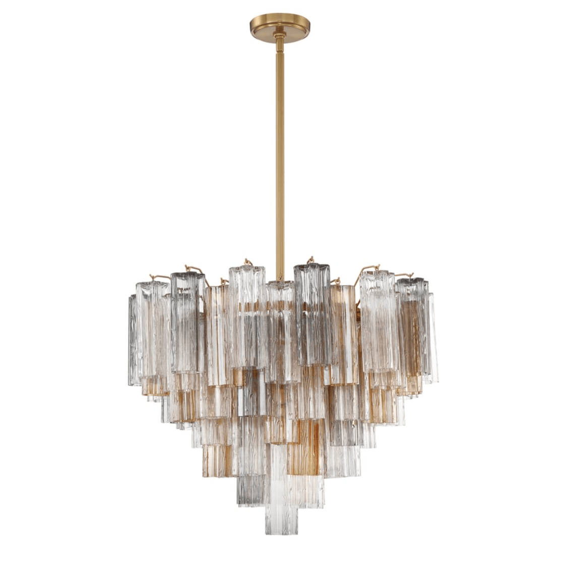 Aurora Murano Chandelier Glass Tube Layered Amber - Neutralighting