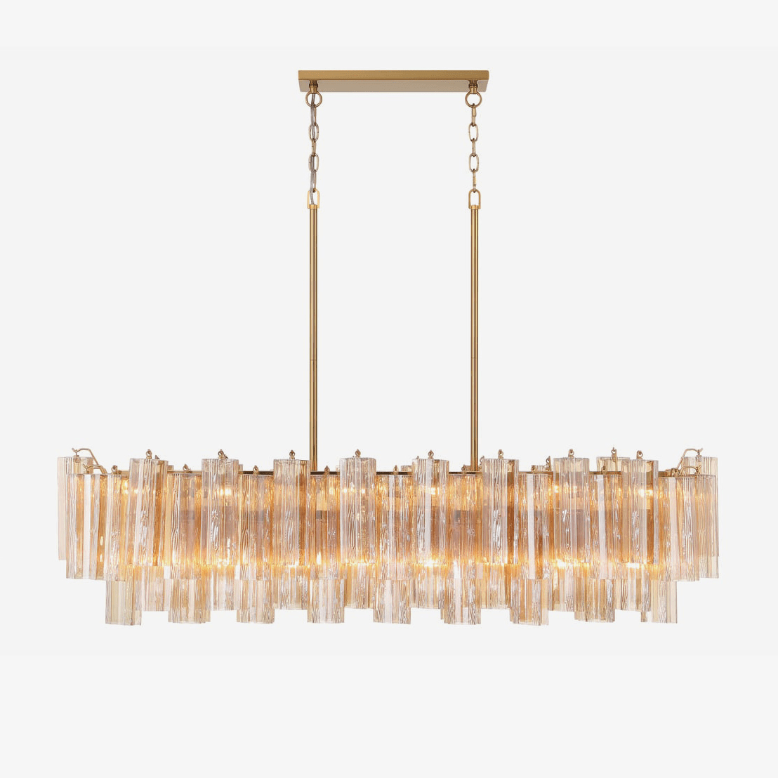 Aurora Linear Chandelier Glass Tube Tiered Amber - Neutralighting