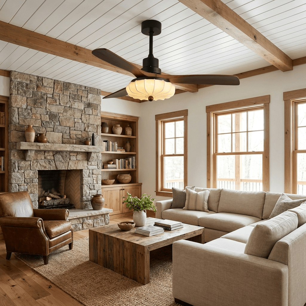 Nahaufnahme des Stoff-Lotus-Schirms der Jasper Bloom Deckenventilatorleuchte