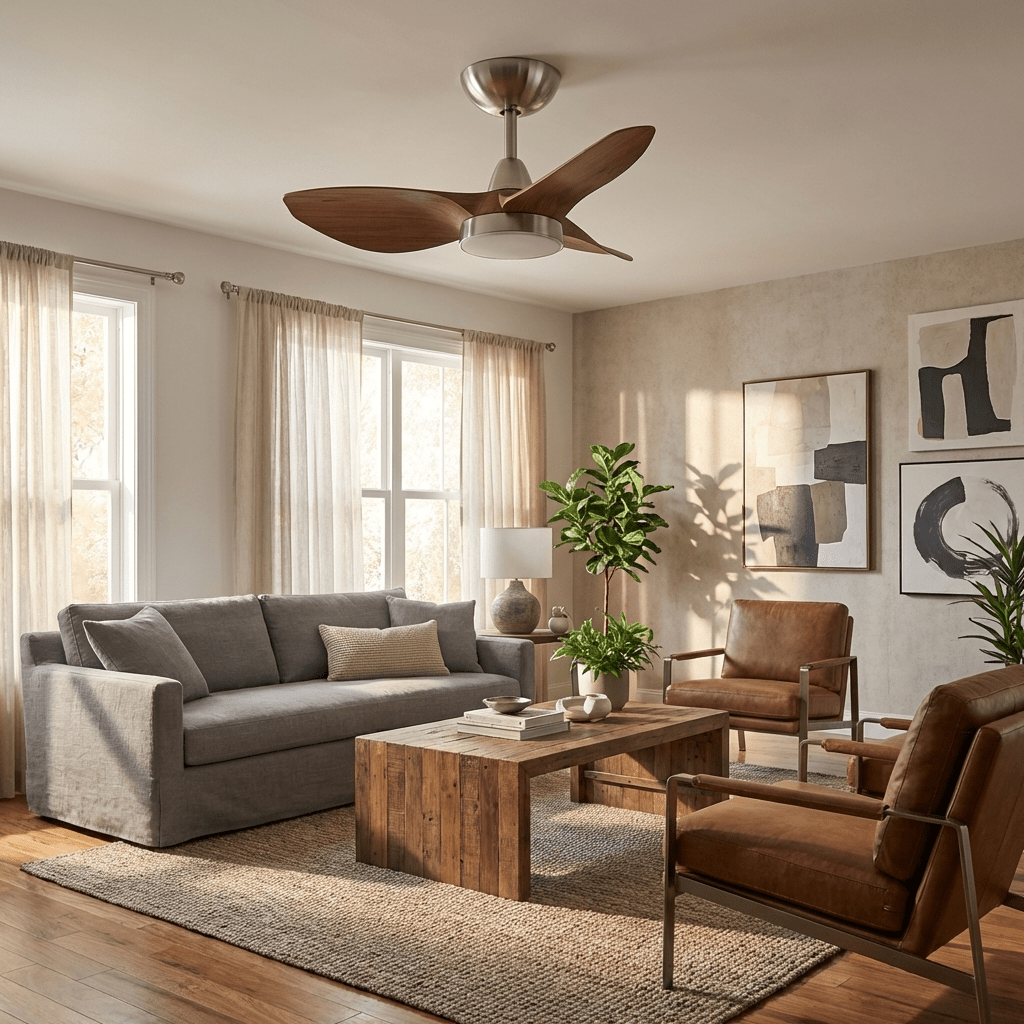 Soren Scandi Deckenventilatorleuchte mit Holzflügeln und integrierter LED
