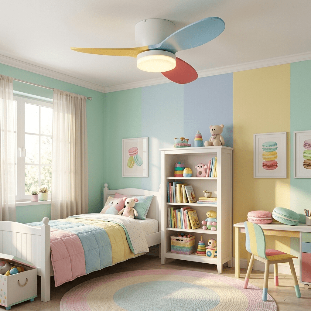 Draufsicht auf den Milo Blütenblatt Deckenventilator mit Licht, der die Ventilatorflügel zeigt