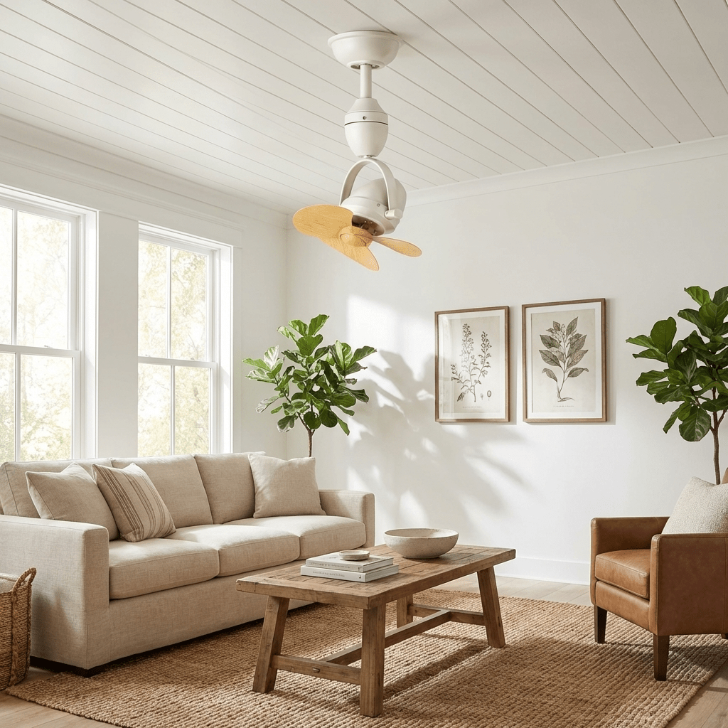 Blake Retro Pivot Deckenventilator in Nickel-Optik