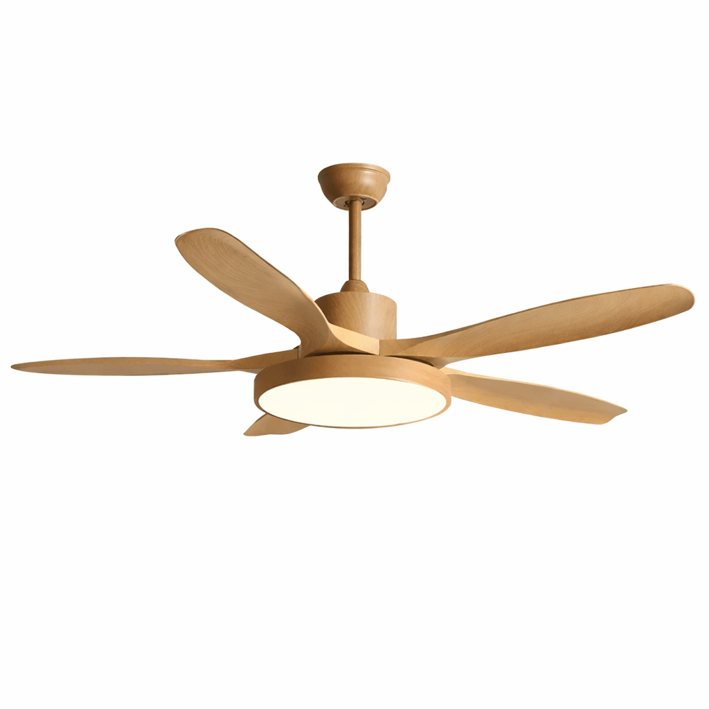 StillWind Deckenventilatorleuchte, die ihr modern-industrielles Design und ihren Metallrahmen präsentiert.