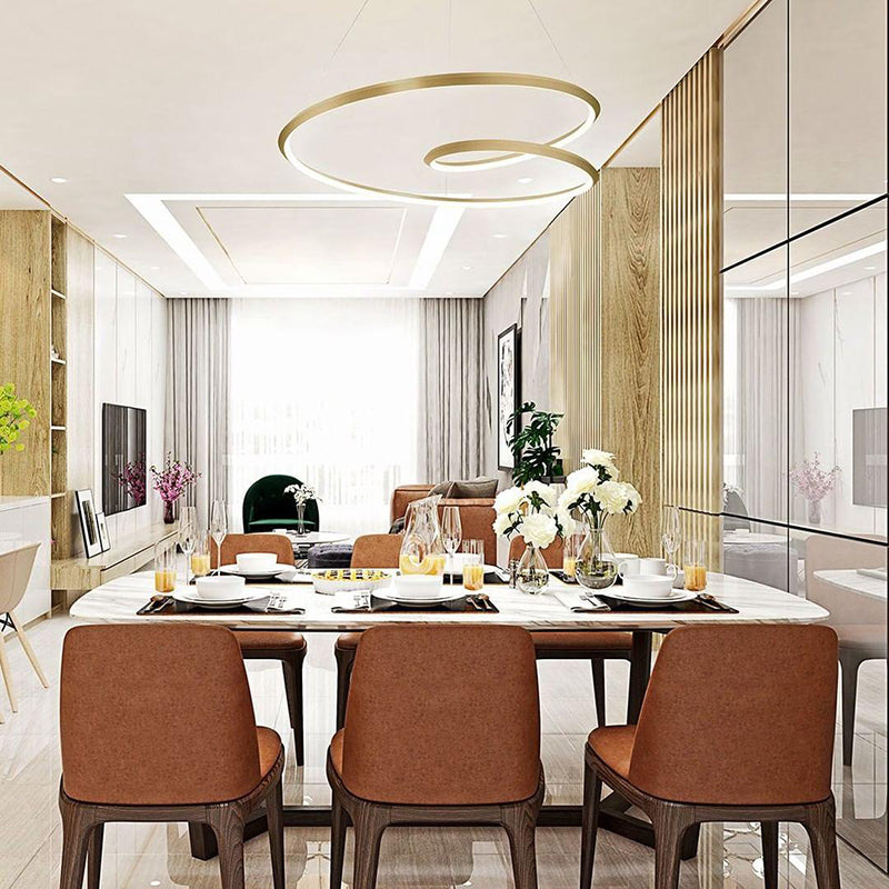 Arisha Modern Ring Linear LED Pendelleuchte Gold/Schwarz Wohn/Schlaf/Esszimmer Kupfer&Kieselgel