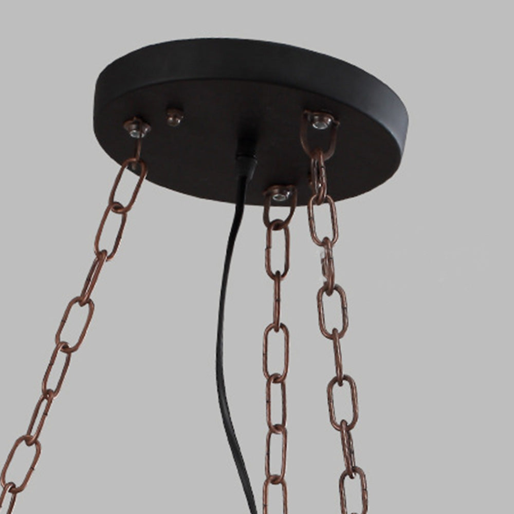 Epoch Retro Ruder Pendelleuchte, 6 Köpfe, Wohnzimmer Holz Glas