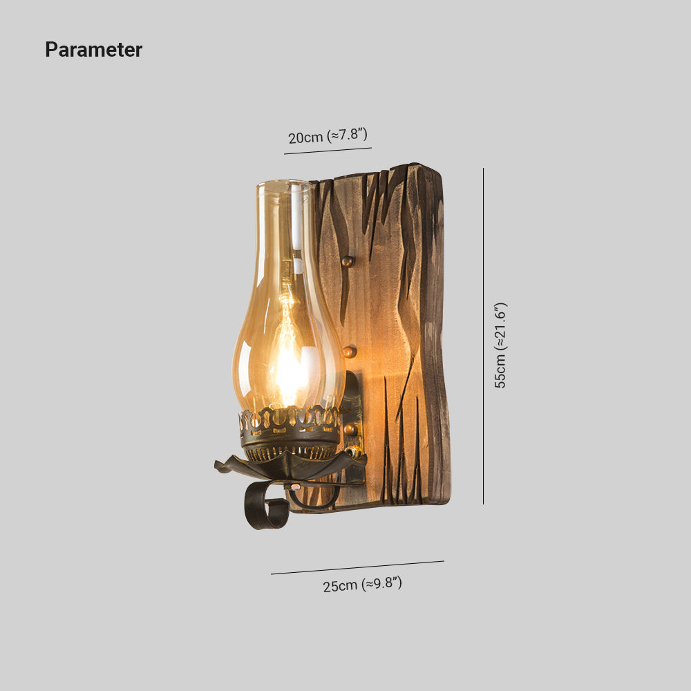 Epoch Vintage LED Wandleuchte Innen Wohnzimmer/Schlafzimmer Holz