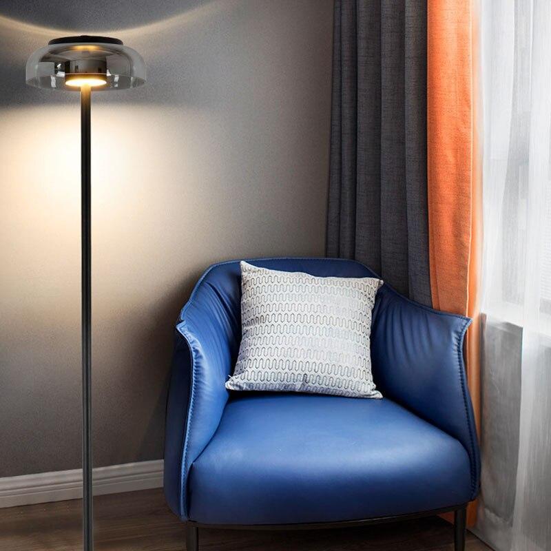 Arisha Modern Kreis Klar Glas Stehleuchte, Grau/Gold, Wohnzimmer