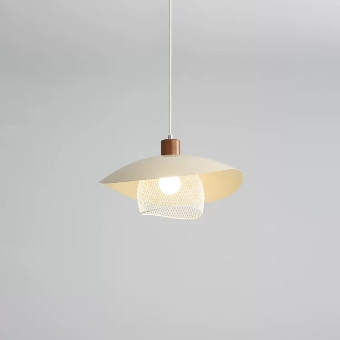 Arisha Modern LED Pendelleuchte Beige Grün Holz Metall Wohnzimmer