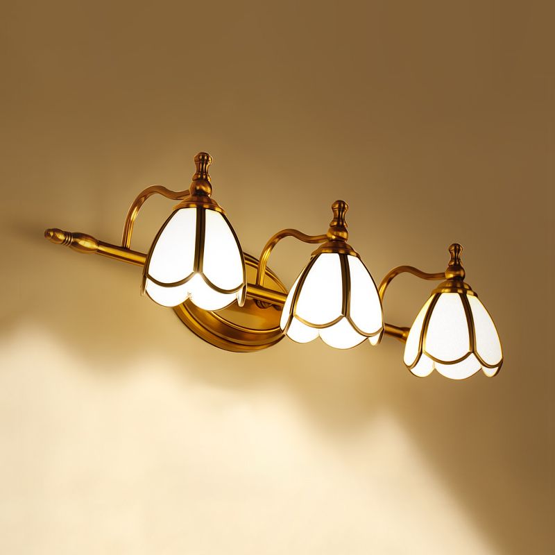 Arisha Retro Blume LED Wandleuchte Weiß/Gelb Bade/Wohnzimmer Metall Glas 2/3/4/5 Leuchten