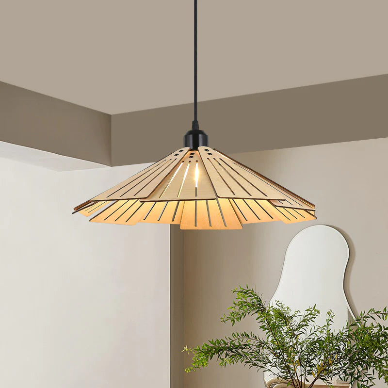 Arisha Design LED Pendelleuchte Gelb/Braun Ess/Schlaf/Wohnzimmer Innenbereich Holz&Metall Warmweiß