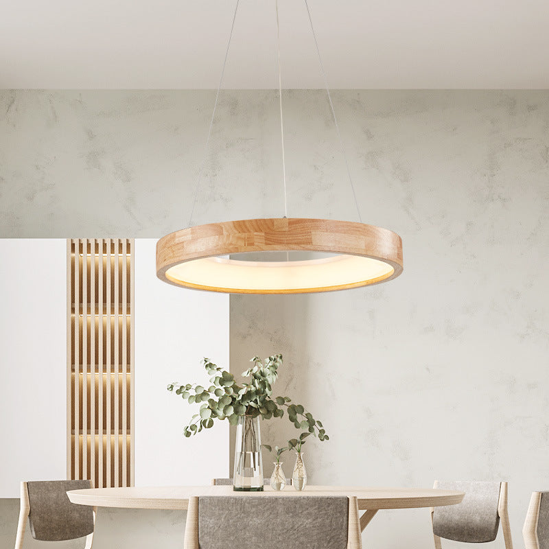 Muto Modern LED Pendelleuchte Ring Ess/Wohn/Schlafzimmer Holz/Acryl