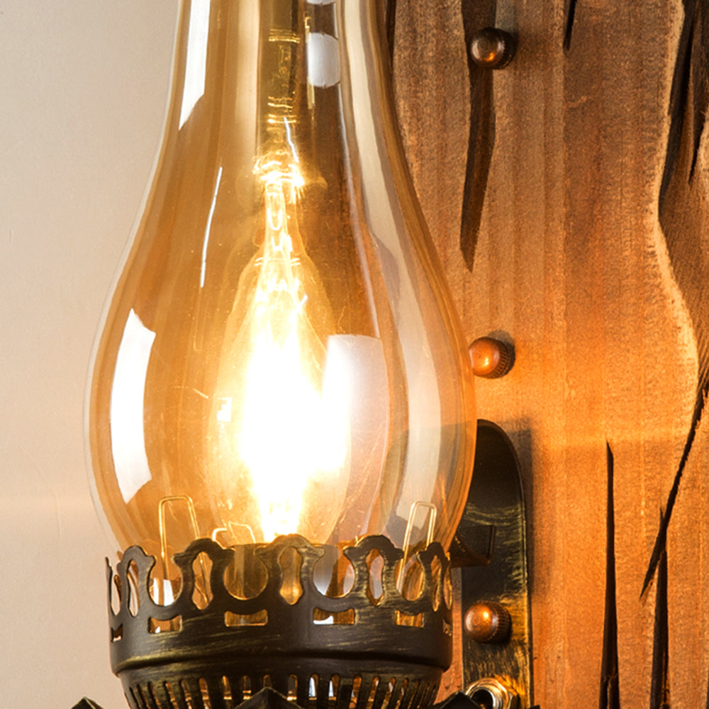 Epoch Vintage LED Wandleuchte Innen Wohnzimmer/Schlafzimmer Holz