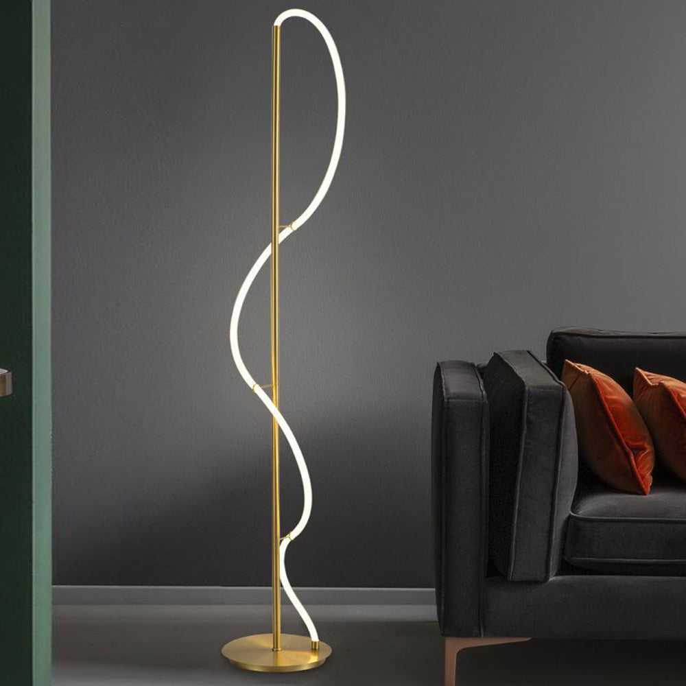 Arisha Design LED Stehlampe&Tischlampe Weiß&Gold Schlaf/Wohnzimmer Messing