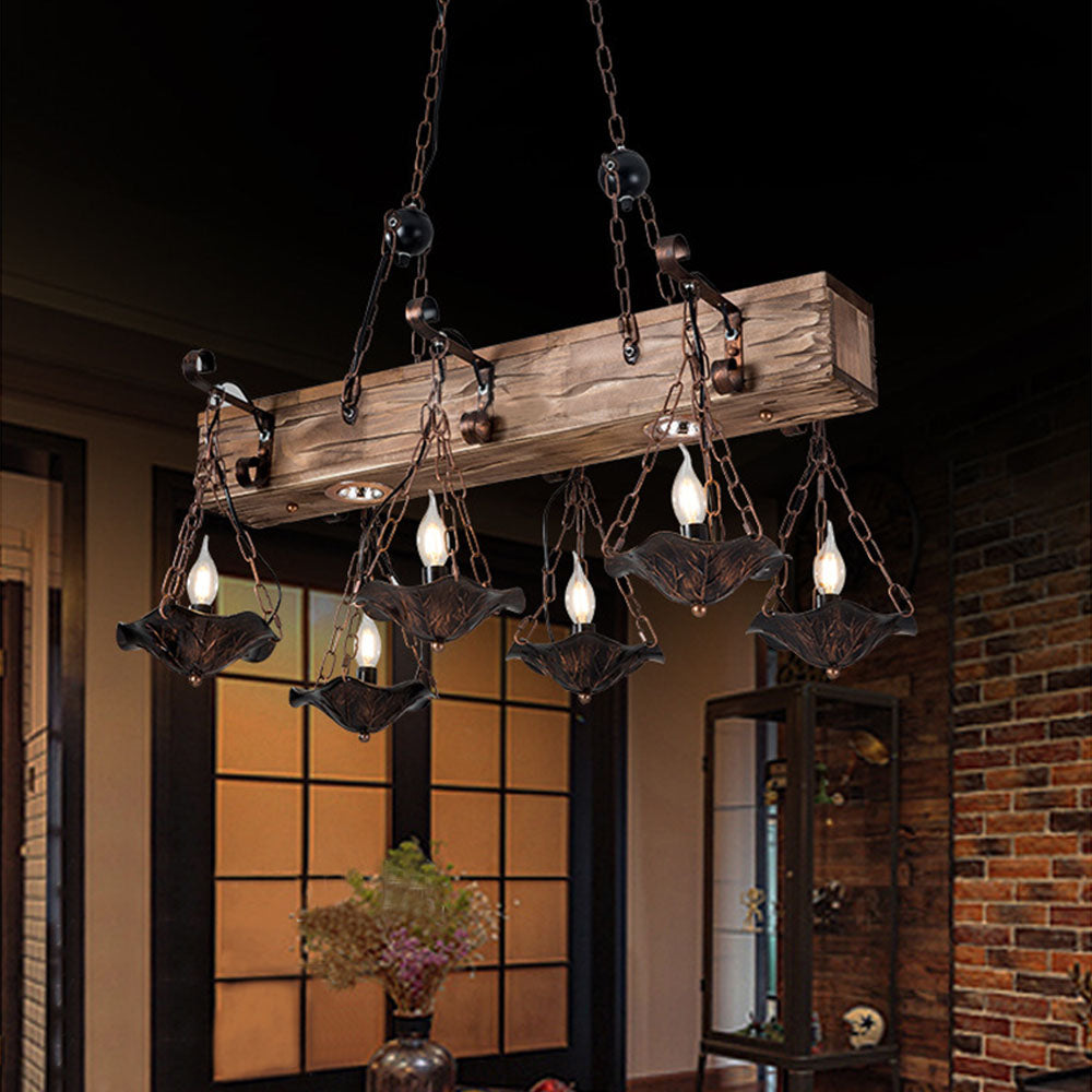 Epoch Industrielle LED Pendelleuchte Bronze Schlaf/Esszimmer Holz