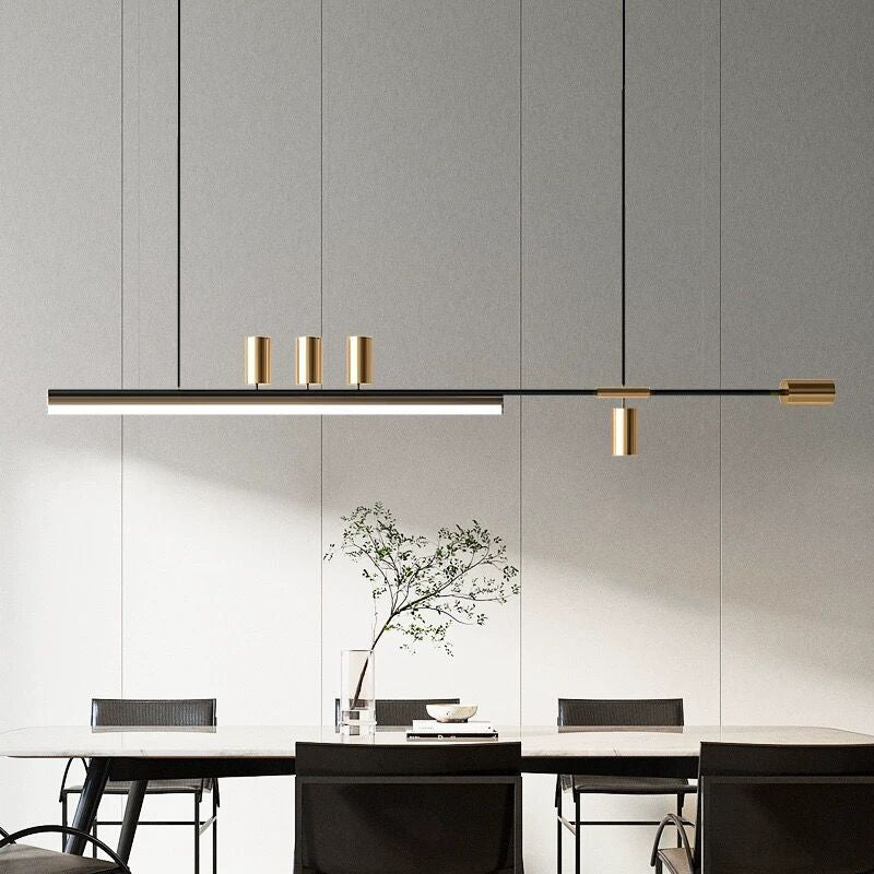 Arisha Modern Lange LED Pendelleuchte Schwarz Metall Esszimmer