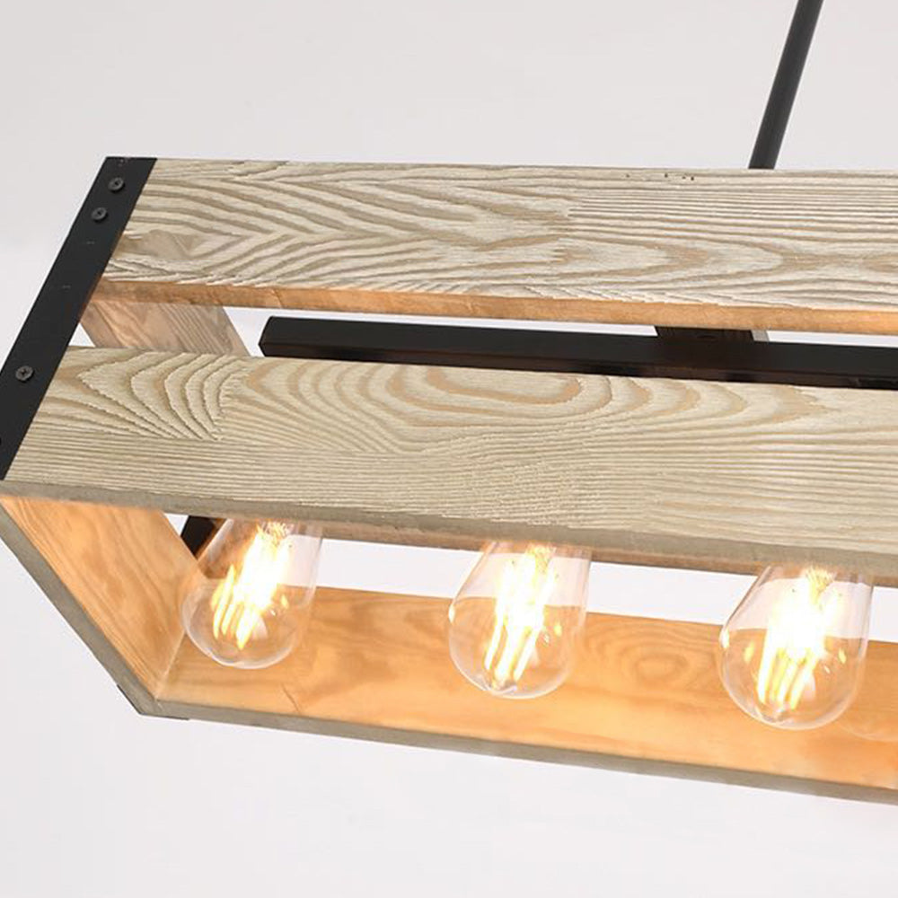 Silva Vintage LED Pendelleuchte Rechteckig ,2 Farben, Metall Holz