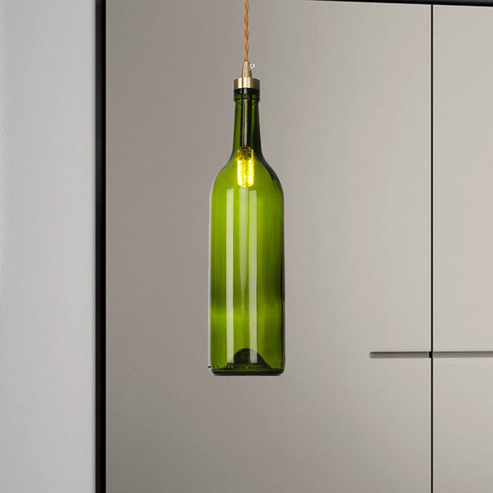 Valentina Industriell Weinflasche Glas Pendelleuchte Bunt Wohnzimmer