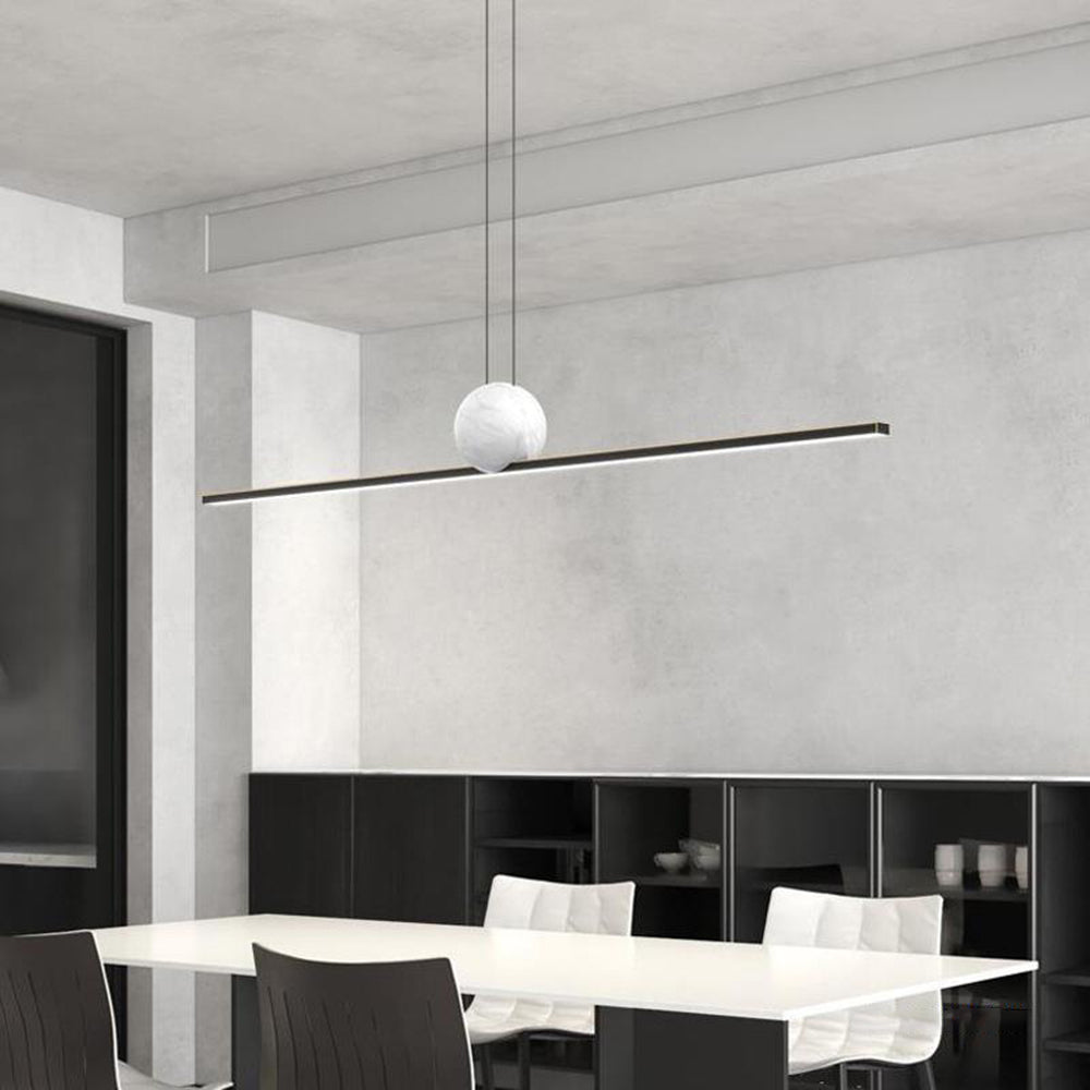 Arisha Pendelleuchte Marmor  Industrial Linear LED Schwarz/Gold Esszimmer
