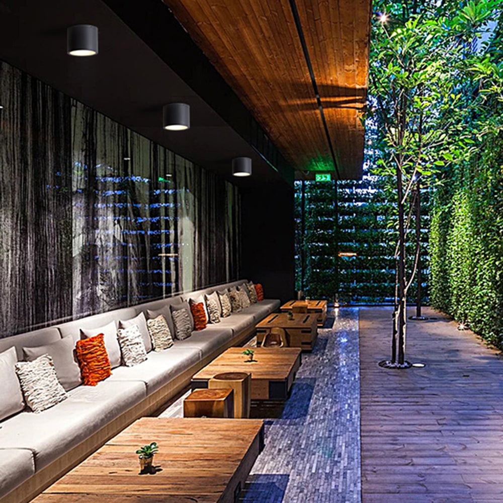 Ray Modern LED Außenleuchte Zylindrisch Schwarz Flur/Garten/Balkon Metall&Glas ∅11/15CM