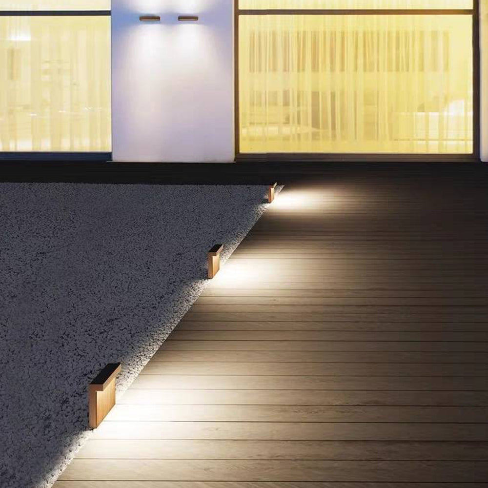 Ray Moderne rechteckige LED Außen-Wegeleuchte Holz Garten Metall 22/58CM Lang
