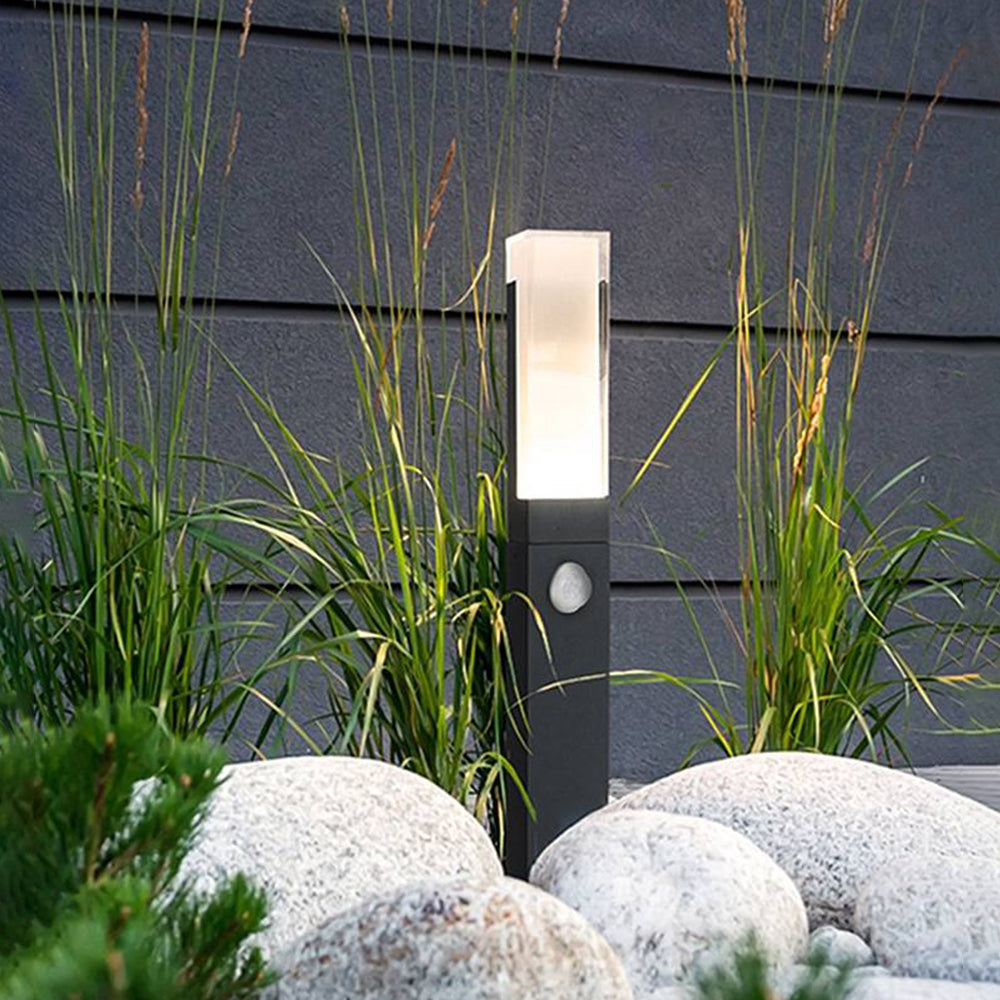 Ray Modern LED Außen-Wegeleuchte mit Sensor Schwarz Garten Aluminium Acryl