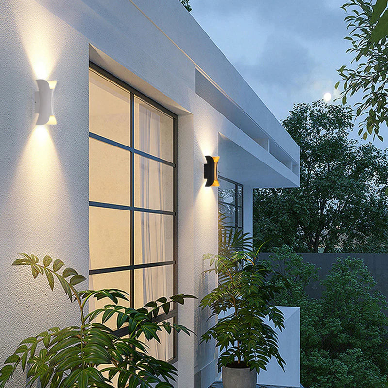 Ray Design Gebogene LED Außenwandleuchte Gold/Schwarz/Weiß Garten/Flur Metall