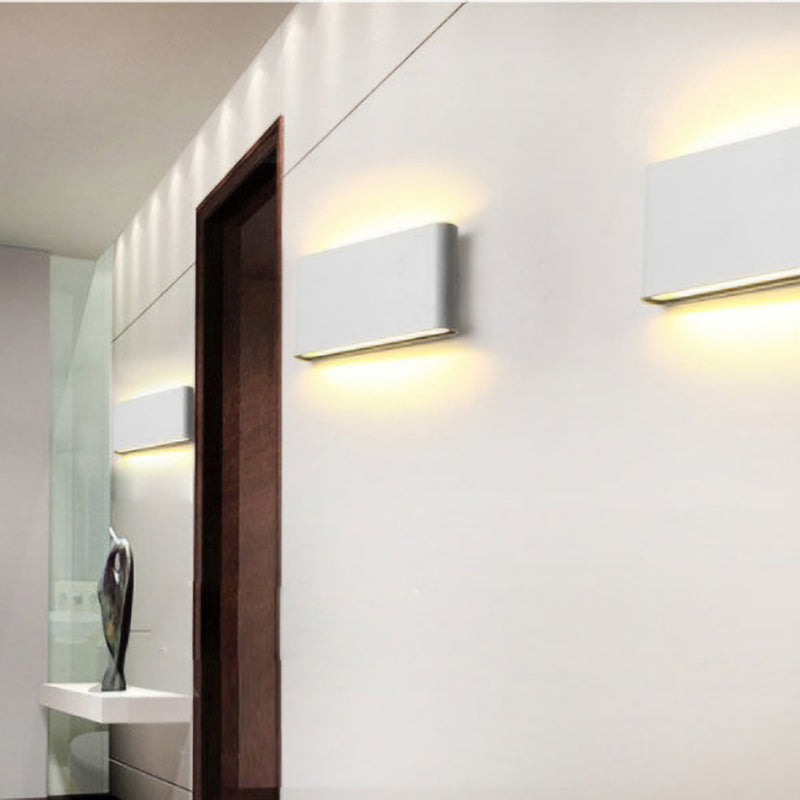 Ray Modern Wasserdichte LED Wandleuchte Rechteckig Innen/Außen Weiß/Schwarz Metall