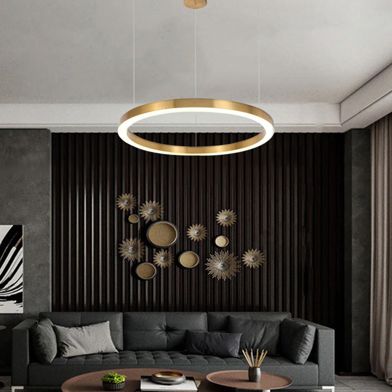Arisha Modern Pendelleuchte Ring Wohnzimmer Schlafzimmer, Gold, Metall Acryl
