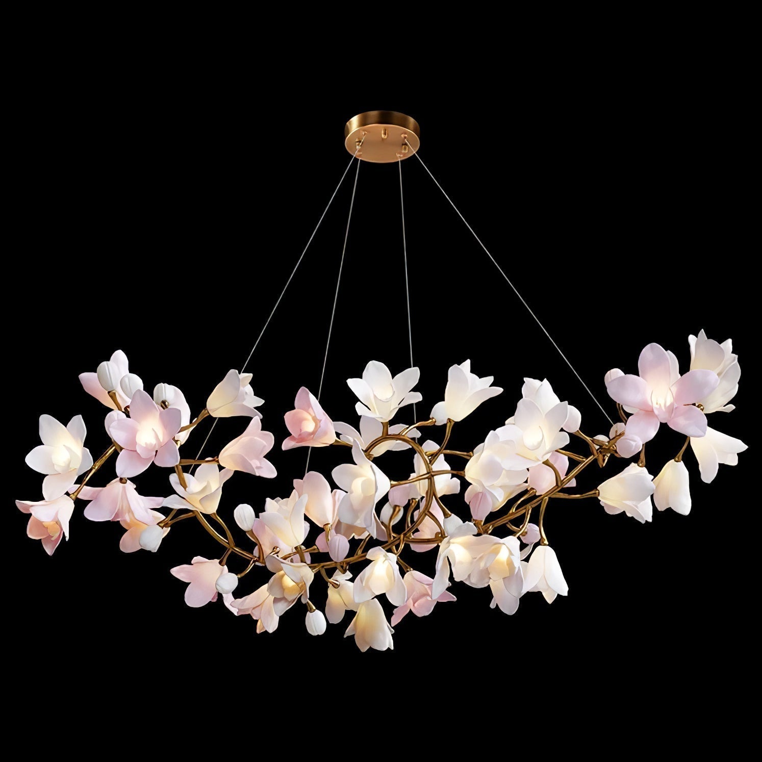 Lustra Kronleuchter Messing Keramik Blüte-Letslighting